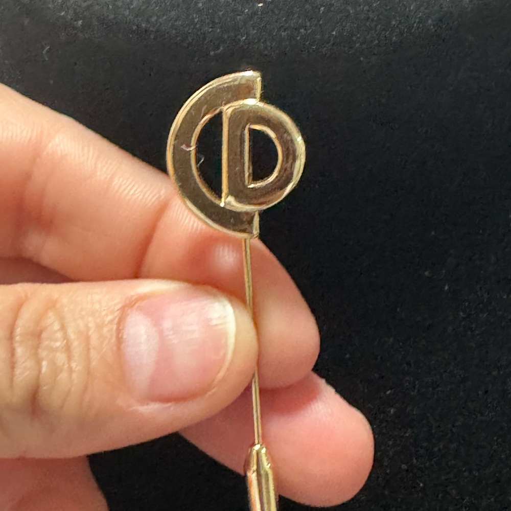 Dior Gold Tone CD Logo Stick Pin Brooch
